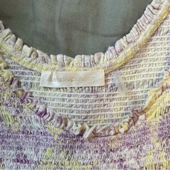 NWOT LoveShackFancy Rare Sample Chessie Dress Purple/Yellow Mermaid Print Size S - Picture 5 of 5